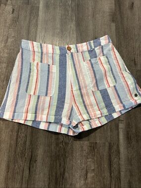 Roxy Multicolor Striped Linen-Blend Women's Shorts